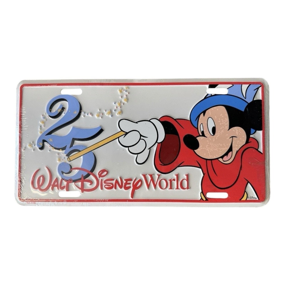 Mickey Mouse Walt Disney World 25th Anniversary License Plate Metal